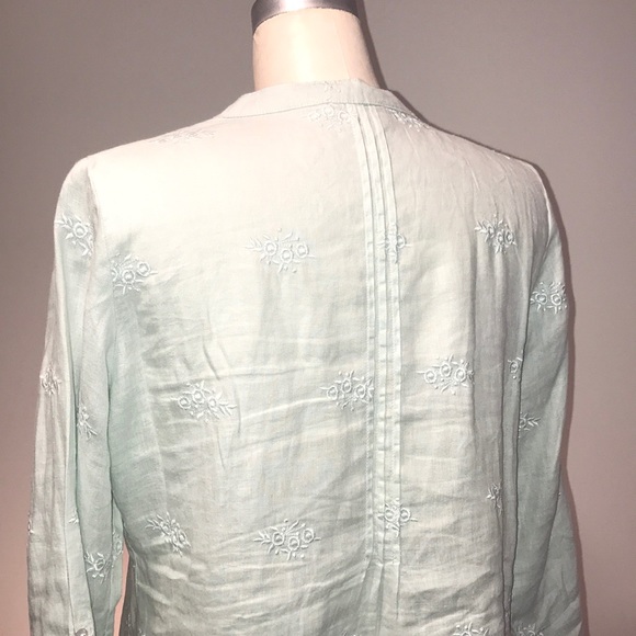ST TROPEZ WEST sea foam green linen tunic ▪️sz L - Picture 5 of 8